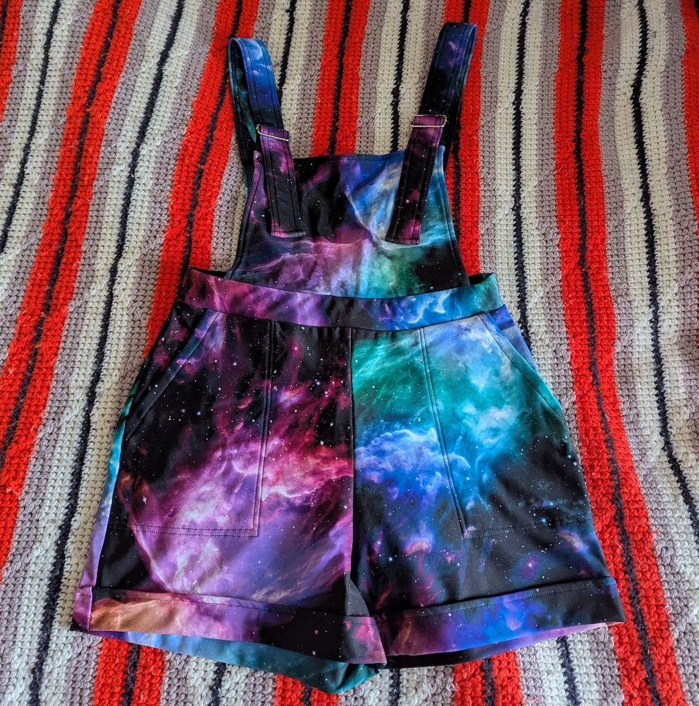 Black Milk Galaxy Butterfly Short Overalls size M